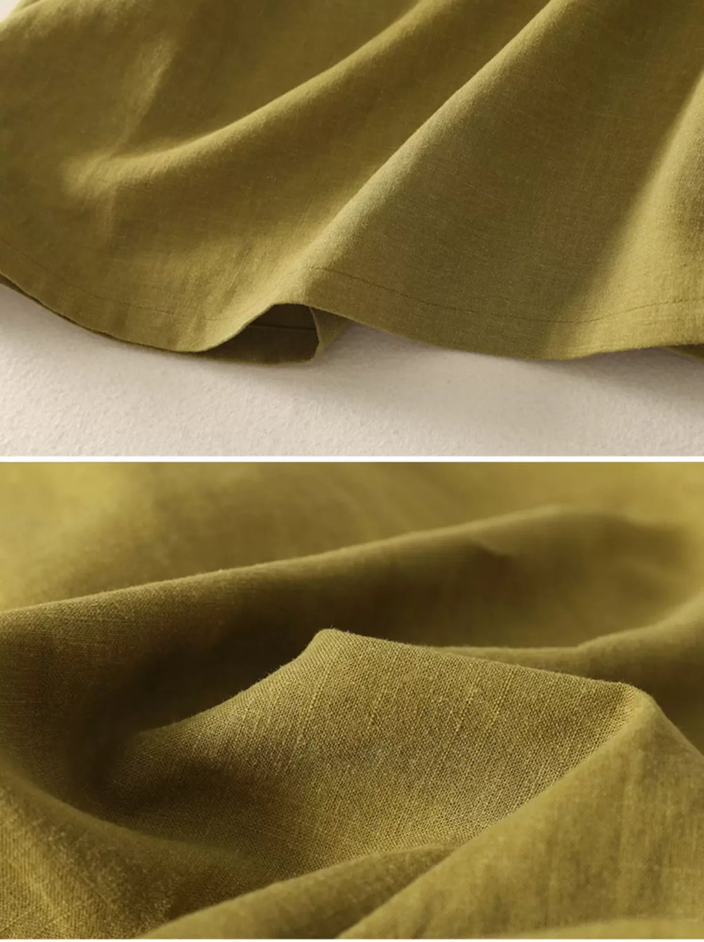 Cotton Linen Half Sleeve Shirt with Asymmetrical Placket - detail view