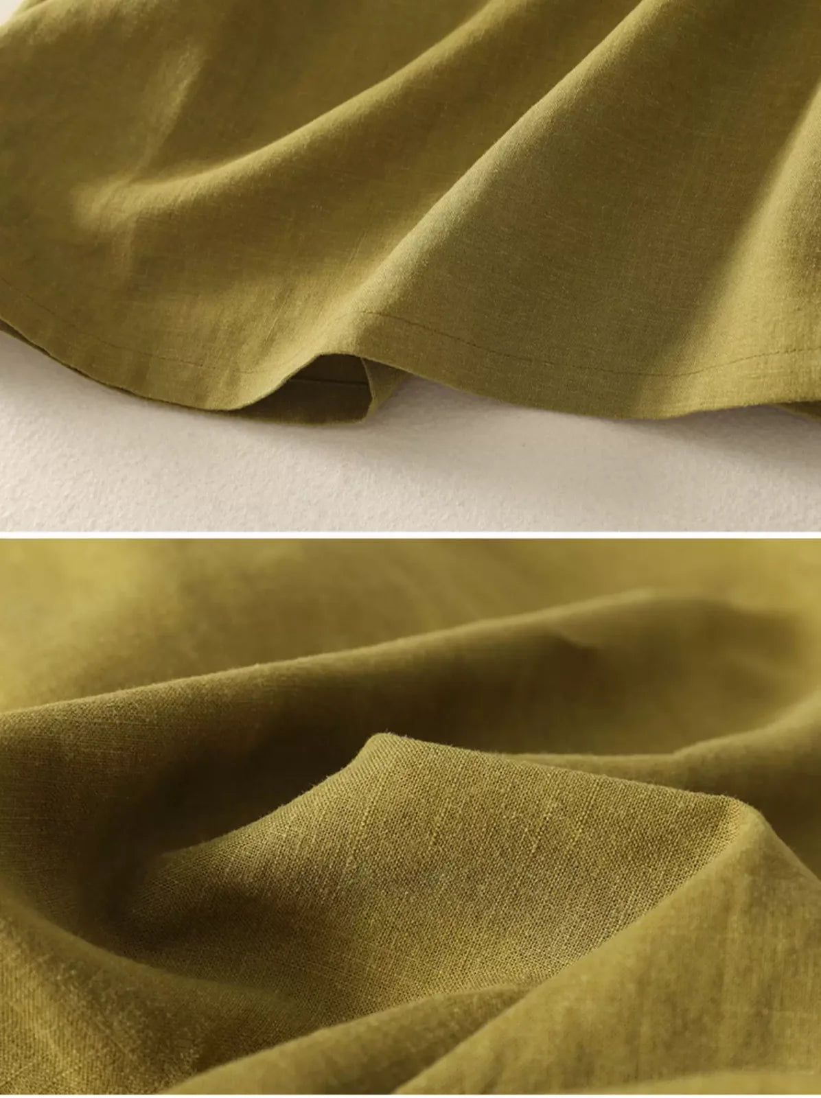 Cotton Linen Half Sleeve Shirt with Asymmetrical Placket - detail view