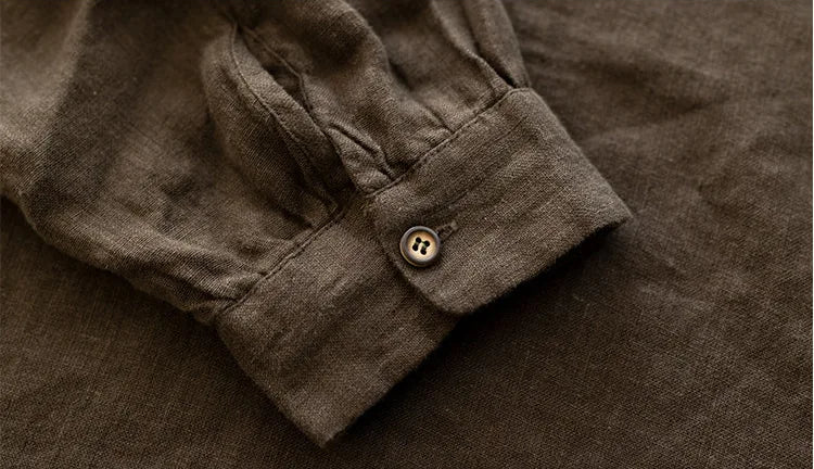 Cotton Linen Long Sleeve Shirt with Round Neck and Button Placket - product image 7 - unknown