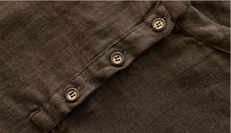Cotton Linen Long Sleeve Shirt with Round Neck and Button Placket - product image 8 - unknown