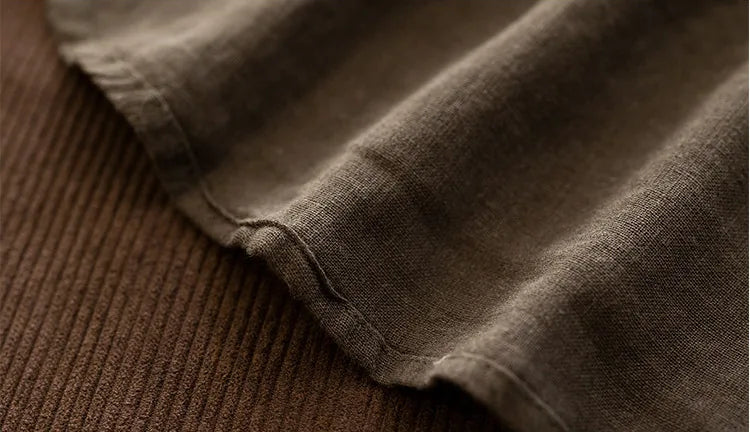 Cotton Linen Long Sleeve Shirt with Round Neck and Button Placket - product image 9 - unknown