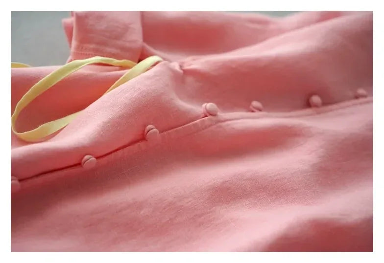 Cotton Linen Three Quarter Sleeve Dress with Asymmetrical Placket - product image 13 - unknown