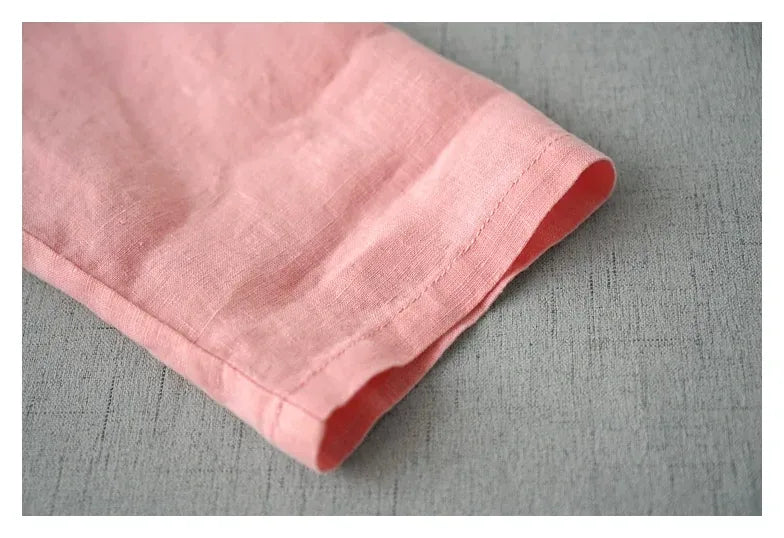 Cotton Linen Three Quarter Sleeve Dress with Asymmetrical Placket - product image 15 - unknown