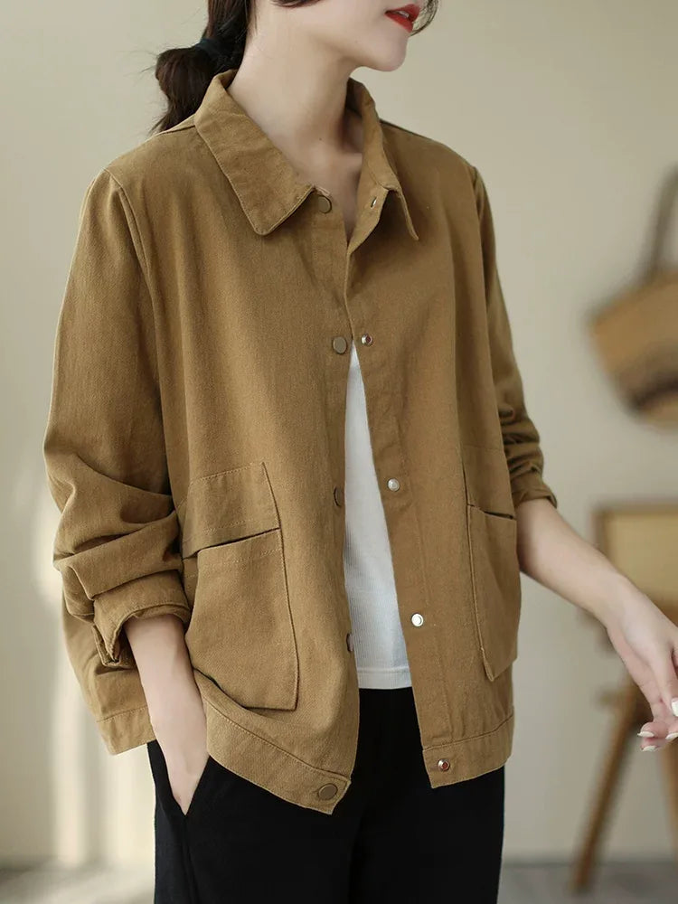 Cotton Utility Shirt Jacket with Patch Pockets