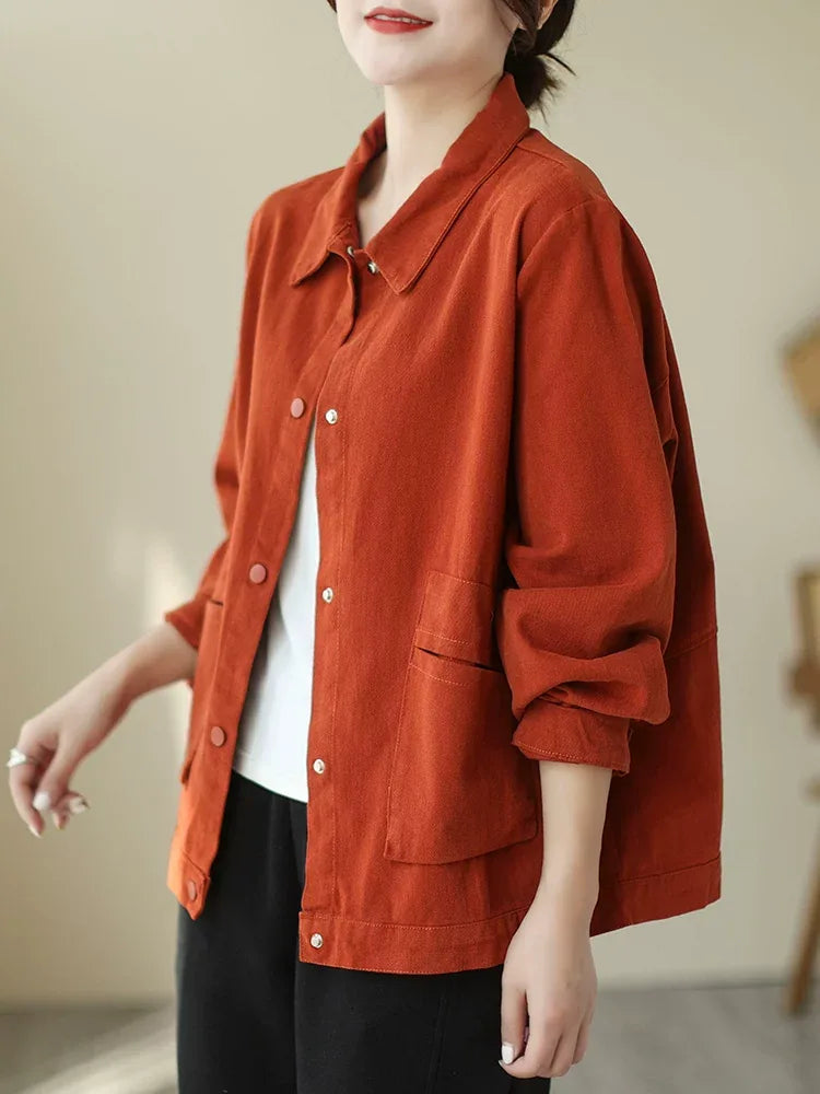 Cotton Utility Shirt Jacket with Patch Pockets