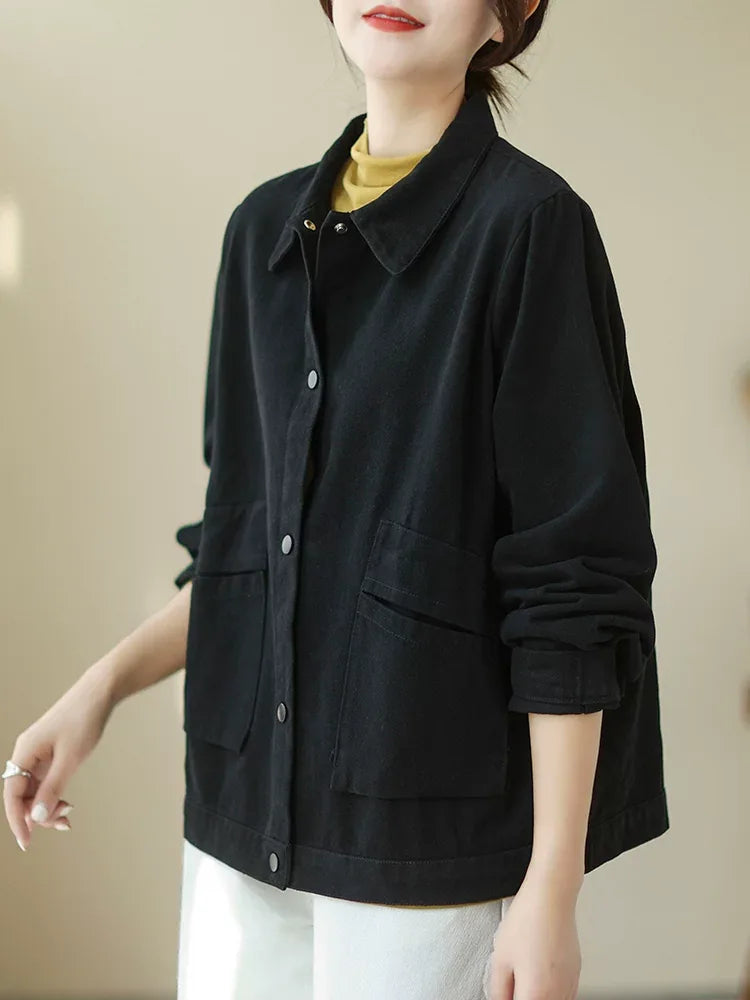 Cotton Utility Shirt Jacket with Patch Pockets