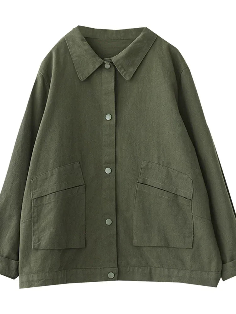 Cotton Utility Shirt Jacket with Patch Pockets
