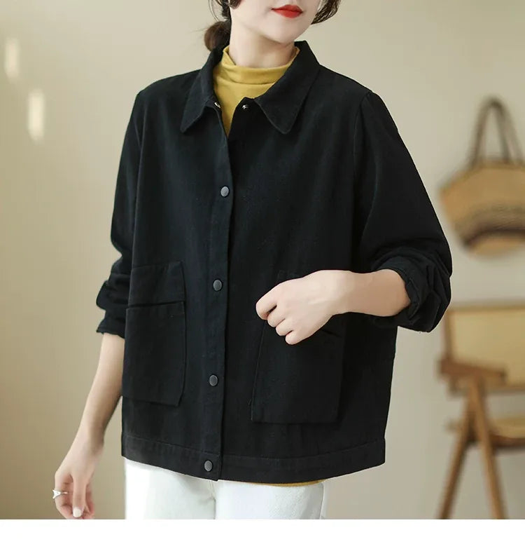 Cotton Utility Shirt Jacket with Patch Pockets