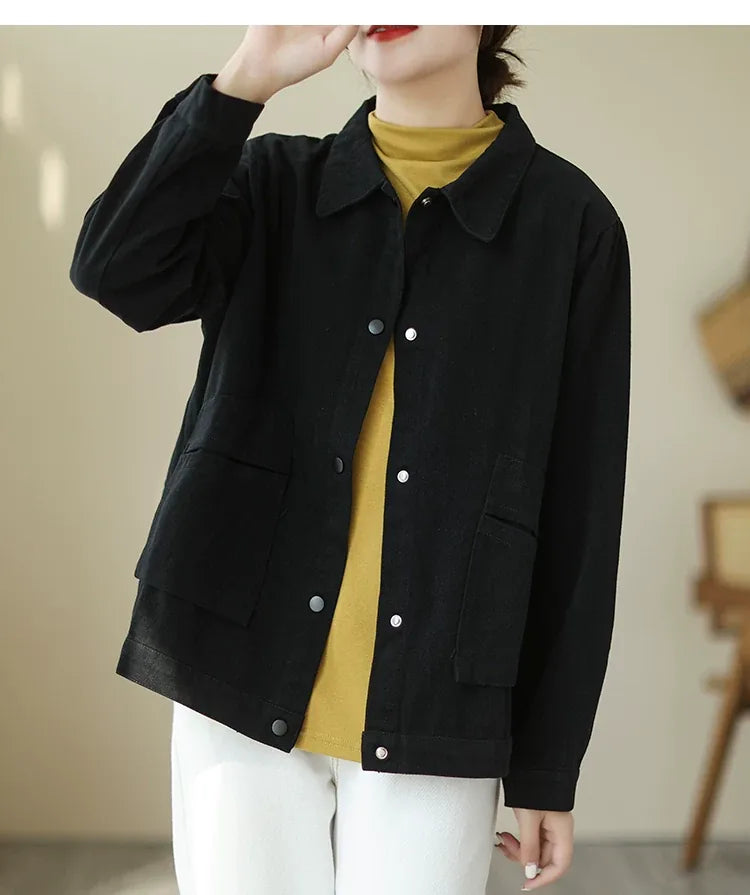 Cotton Utility Shirt Jacket with Patch Pockets