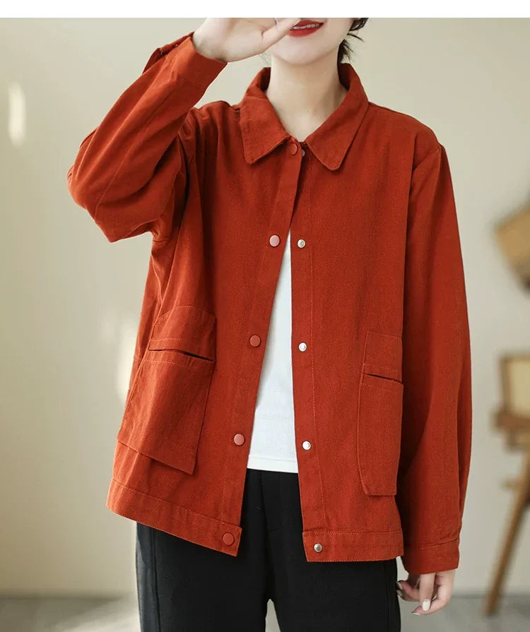 Cotton Utility Shirt Jacket with Patch Pockets