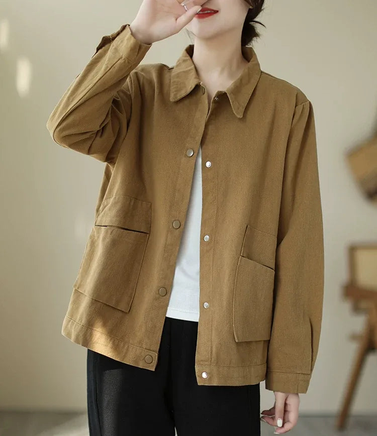 Cotton Utility Shirt Jacket with Patch Pockets