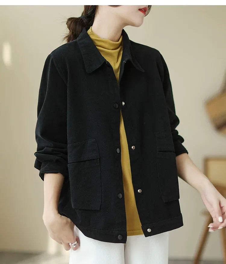 Cotton Utility Shirt Jacket with Patch Pockets