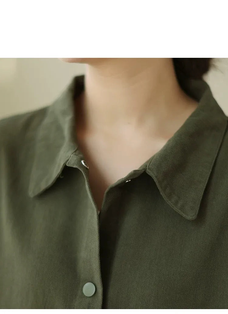 Cotton Utility Shirt Jacket with Patch Pockets