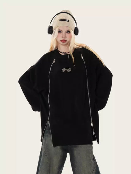 Suéter holgado y acogedor con doble cremallera