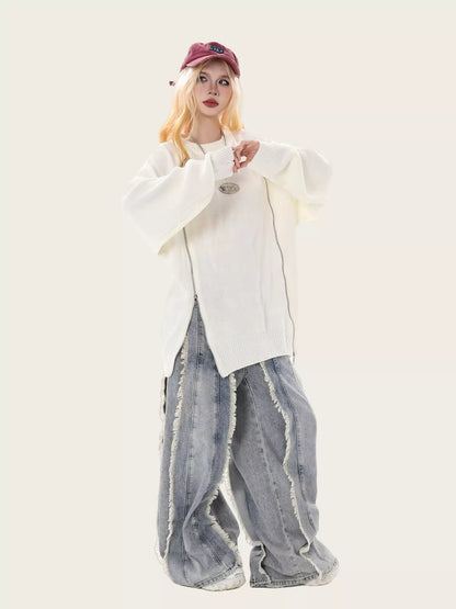 Suéter holgado y acogedor con doble cremallera