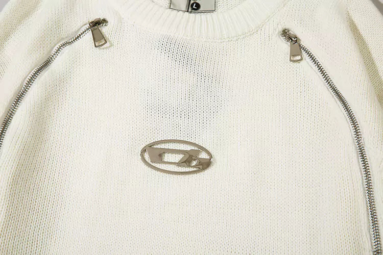 Gemütlicher, lässiger Pullover mit doppeltem Reißverschluss