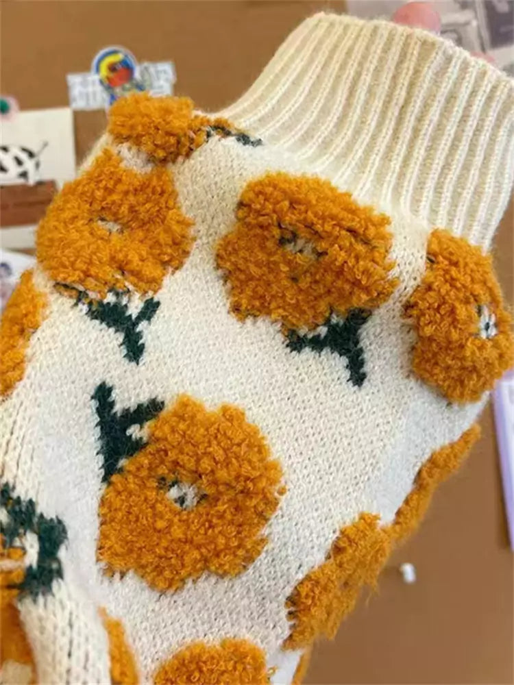 Cozy Floral Knit Cardigan with Soft Texture