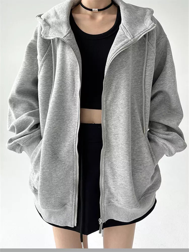 Cozy Solid Color Hooded Sweatshirt