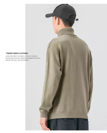 Gemütlicher, einfarbiger Strickpullover mit Rollkragen