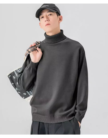 Gemütlicher, einfarbiger Strickpullover mit Rollkragen