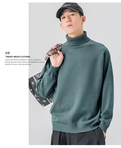 Gemütlicher, einfarbiger Strickpullover mit Rollkragen