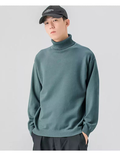 Gemütlicher, einfarbiger Strickpullover mit Rollkragen