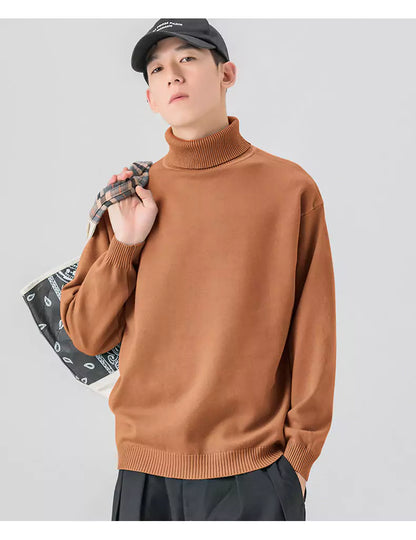 Gemütlicher, einfarbiger Strickpullover mit Rollkragen