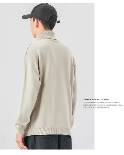 Gemütlicher, einfarbiger Strickpullover mit Rollkragen