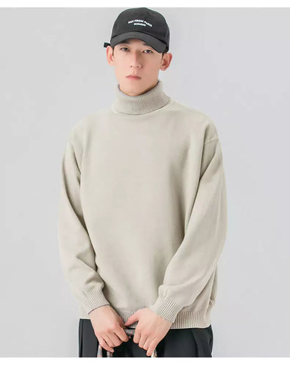 Gemütlicher, einfarbiger Strickpullover mit Rollkragen