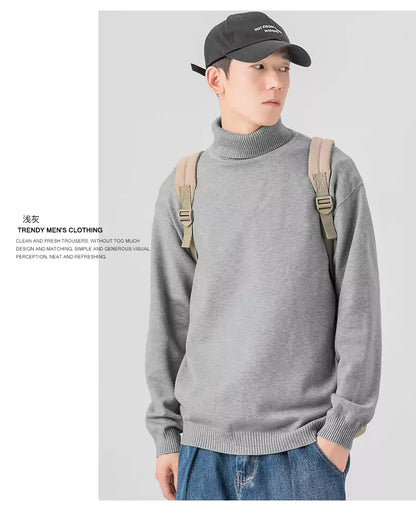 Gemütlicher, einfarbiger Strickpullover mit Rollkragen