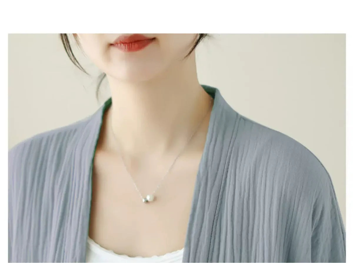 Crinkle Gauze Open Front Cotton Linen Cardigan