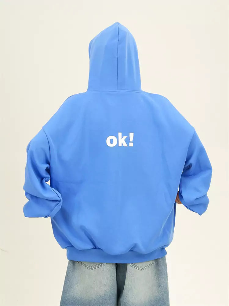 Niedlicher Hoodie im College-Stil mit Cartoon-Print und lockerer Passform