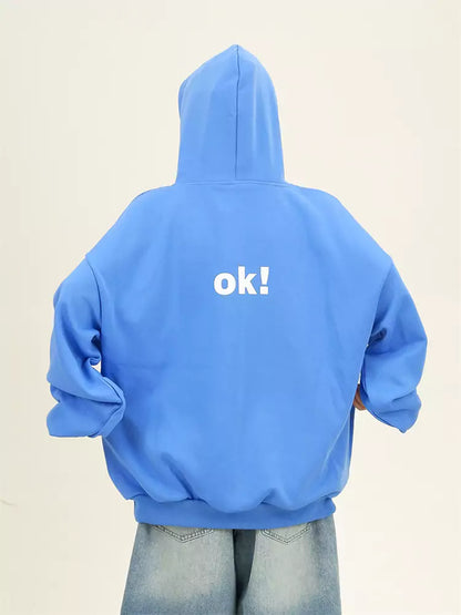 Cute Cartoon Print College Style Loose Fit Hoodie