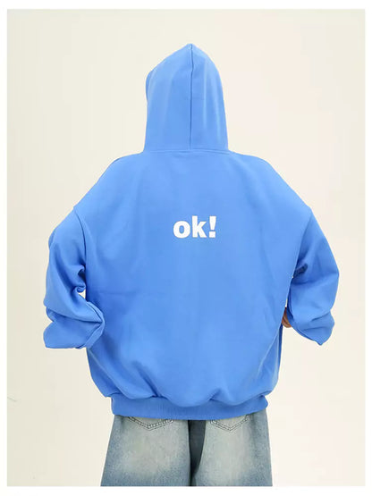 Cute Cartoon Print College Style Loose Fit Hoodie