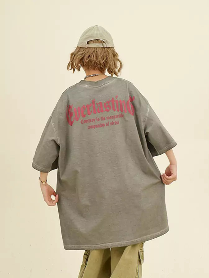 Niedliches Katzen-T-Shirt im Vintage-Look, Oversize-Schnitt, Kurzarm