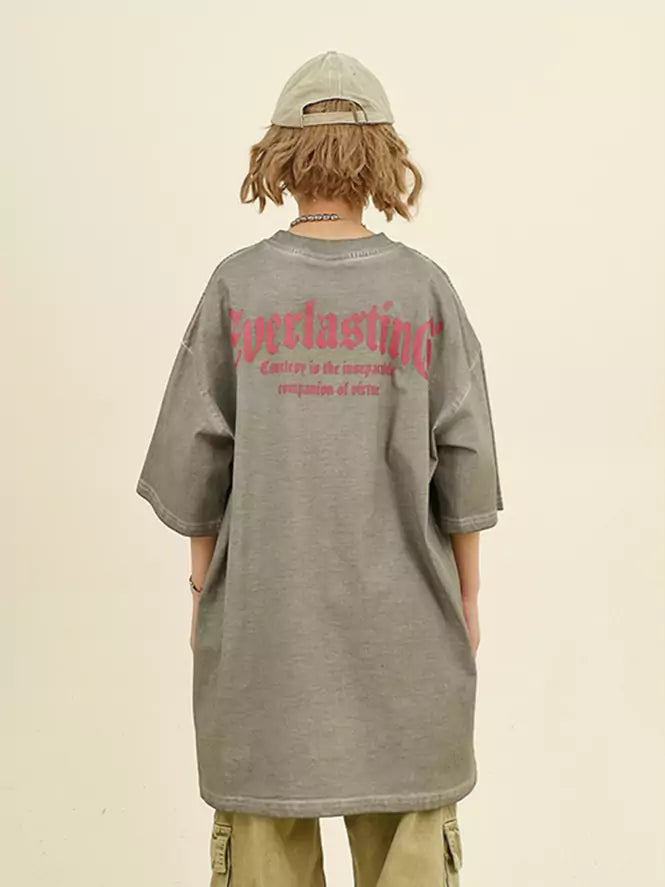 Niedliches Katzen-T-Shirt im Vintage-Look, Oversize-Schnitt, Kurzarm