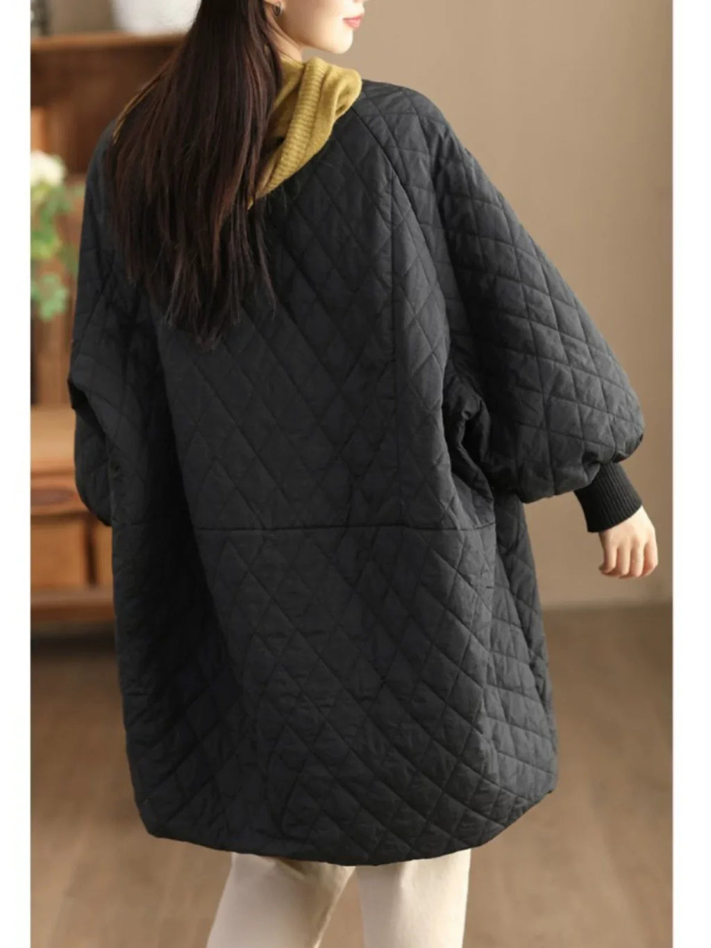 Diamond Quilted Hooded Padded Coat