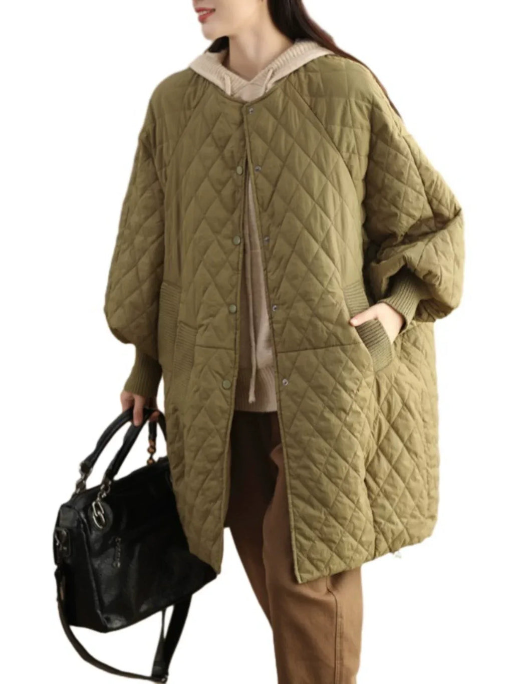 Diamond Quilted Hooded Padded Coat