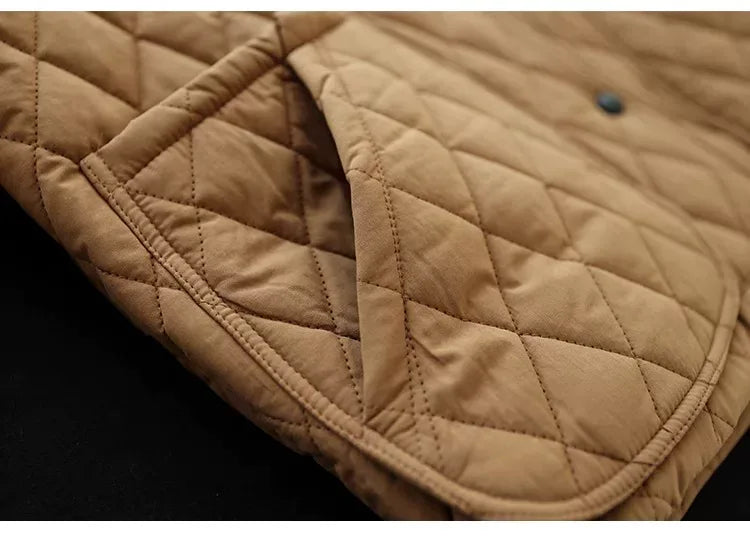 Diamond Quilted Hooded Padded Jacket with Patch Pockets