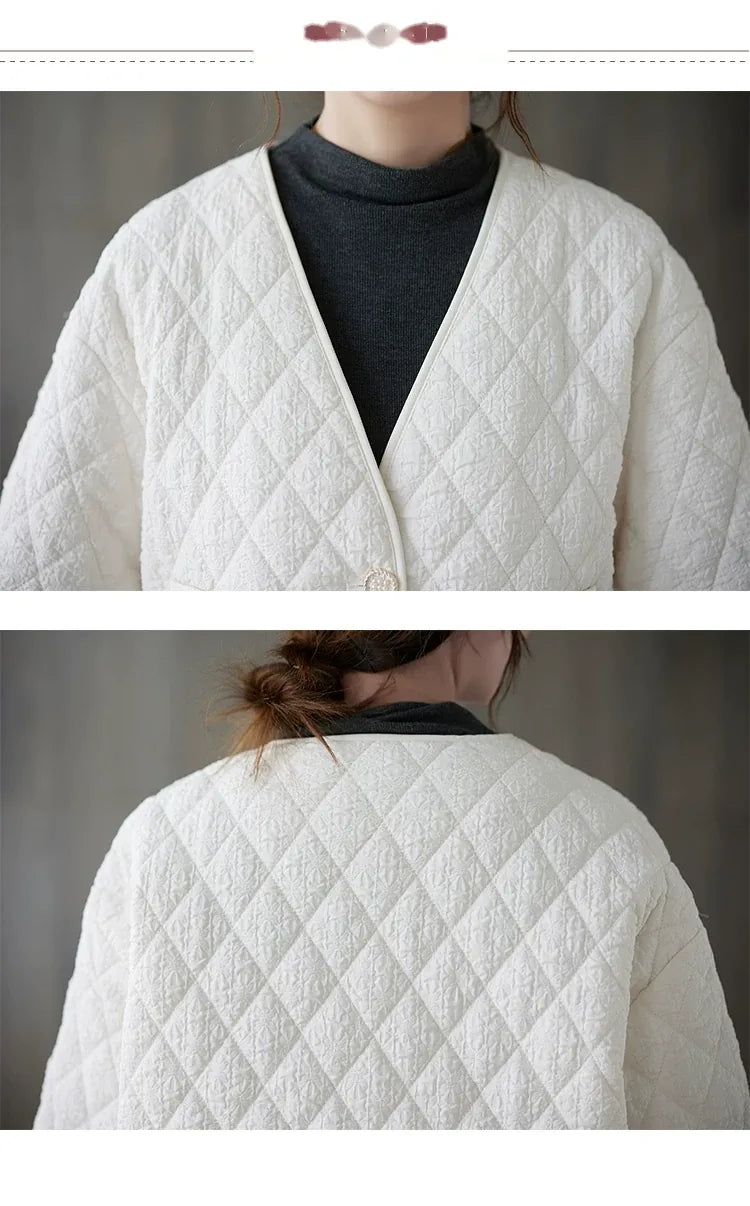 Diamond Quilted Padded Jacket with Contrast Piping
