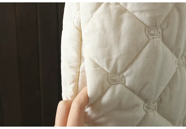 Diamond Quilted Padded Jacket with Frog Buttons and Mandarin Collar