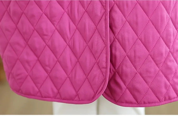 Diamond Quilted Round Neck Padded Coat