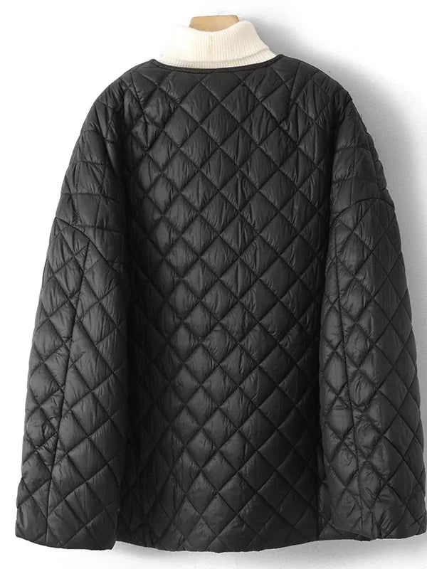 Diamond Quilted Round Neck Padded Jacket