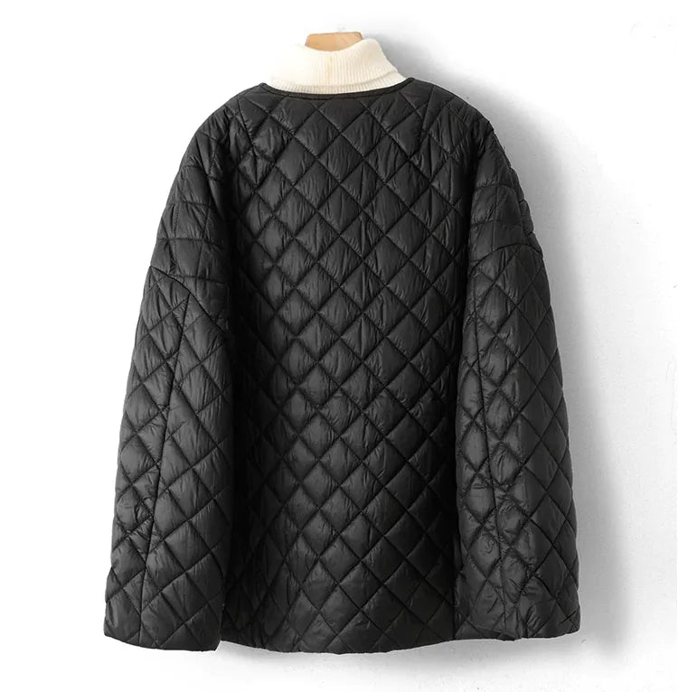 Diamond Quilted Round Neck Padded Jacket