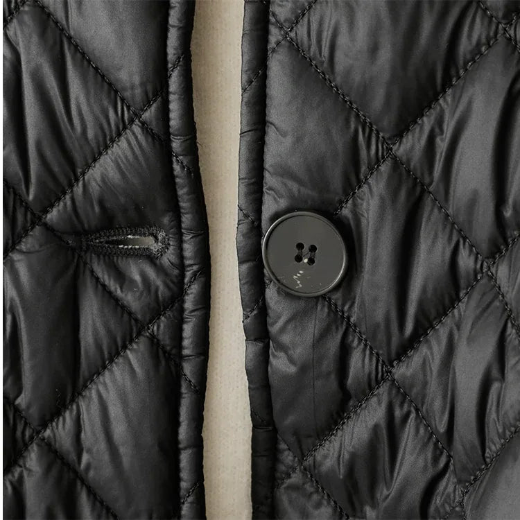 Diamond Quilted Round Neck Padded Jacket