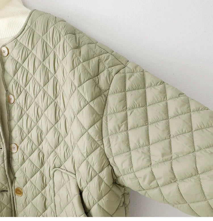 Diamond Quilted Round Neck Padded Jacket