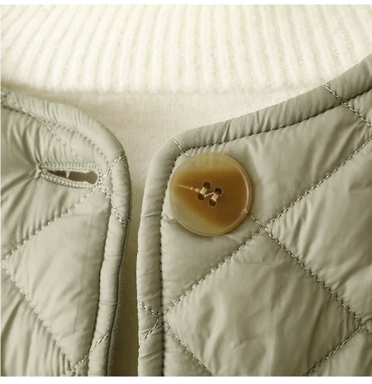 Diamond Quilted Round Neck Padded Jacket