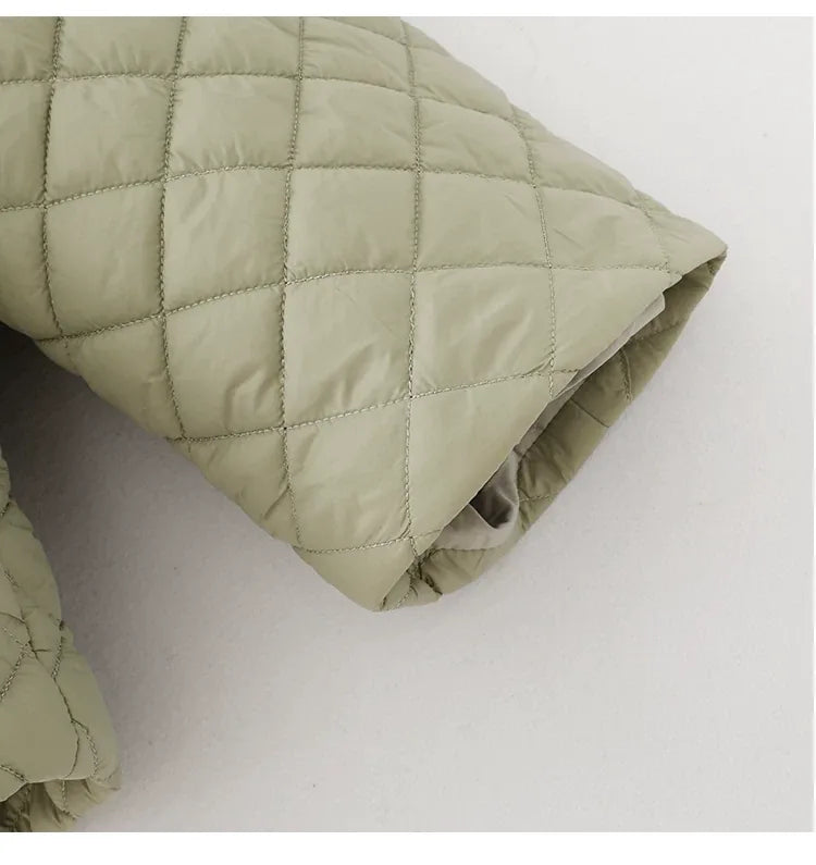 Diamond Quilted Round Neck Padded Jacket