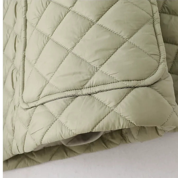 Diamond Quilted Round Neck Padded Jacket