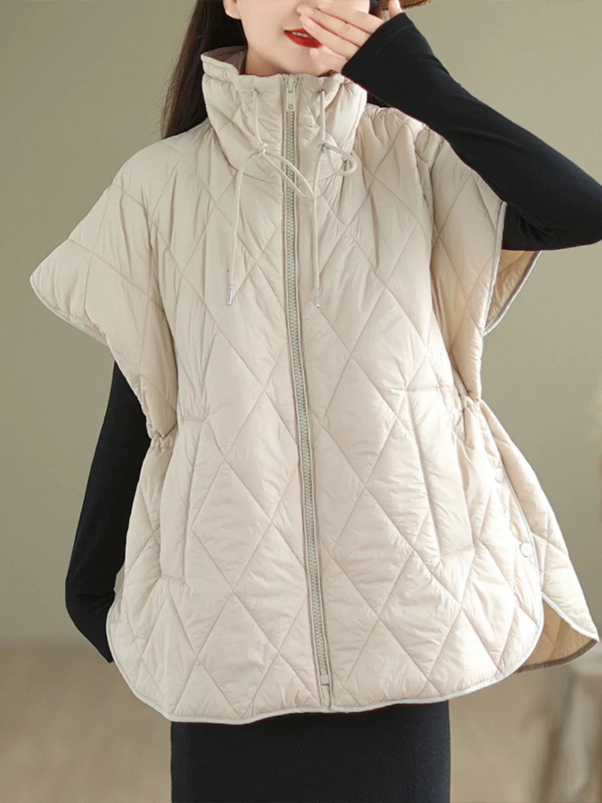 Diamond Quilted Zipper Front Padded Vest